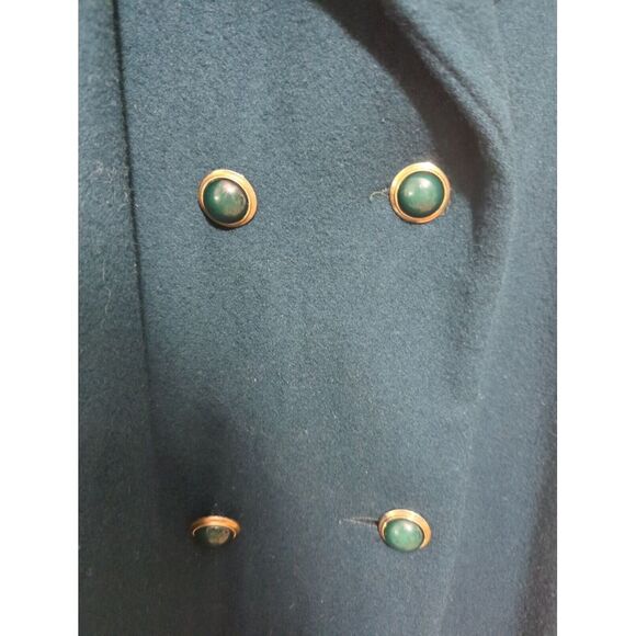 Ann Milstein Womens Wool Coat Acetate Lining Buttons Green Made in USA Size‎ 14P - Picture 2 of 14